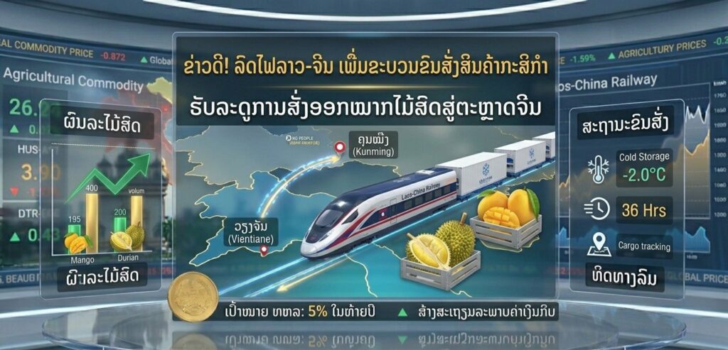 "ໂອກາດຄຳຂອງຊາວສວນ! ລົດໄຟລາວ-ຈີນ ເພີ່ມຂະບວນສິນຄ້າພິເສດ ຮັບລະດູການສົ່ງອອກໝາກໄມ້, ຊ່ວຍລະບາຍສິນຄ້າສູ່ຕະຫຼາດຈີນໄດ້ວ່ອງໄວກວ່າ